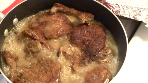 smothered pork chops with onion gravy