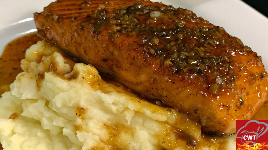 Honey Garlic Salmon Recipe and Roasted Garlic Mashed Potatoes