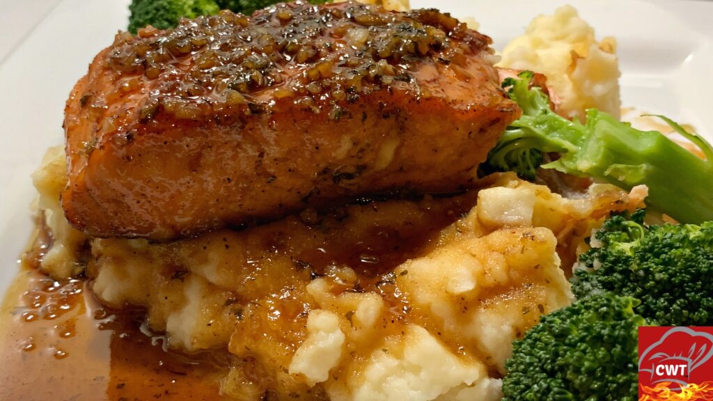 Honey Garlic Salmon Recipe and Roasted Garlic Mashed Potatoes