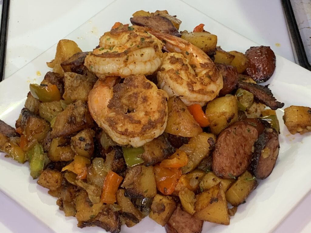 Shrimp Sausage Potato Skillet